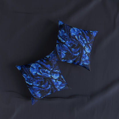 Elegant Blue Floral Square Pillow - UK