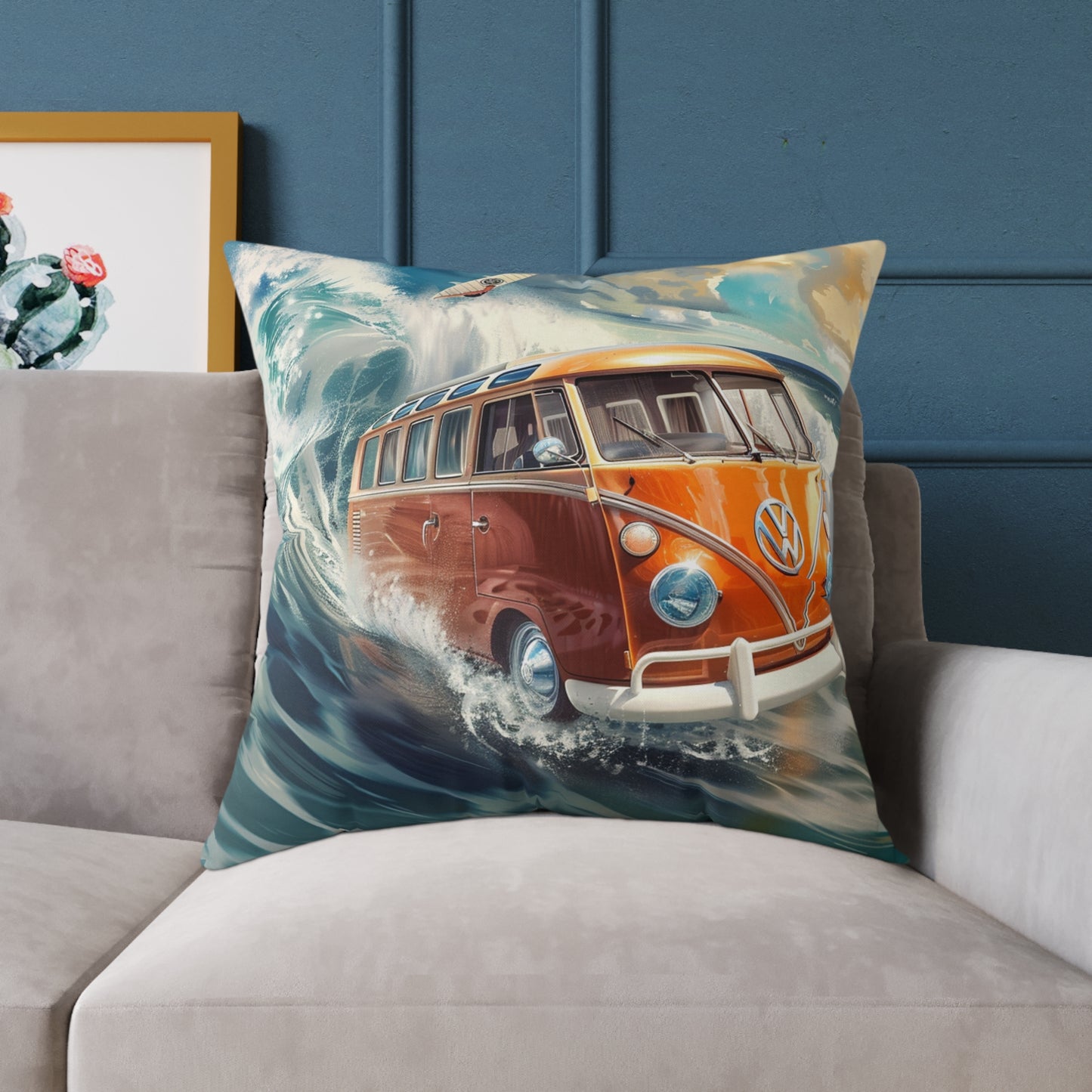 Surf Wagon - Square Poly Canvas Pillow - Australia
