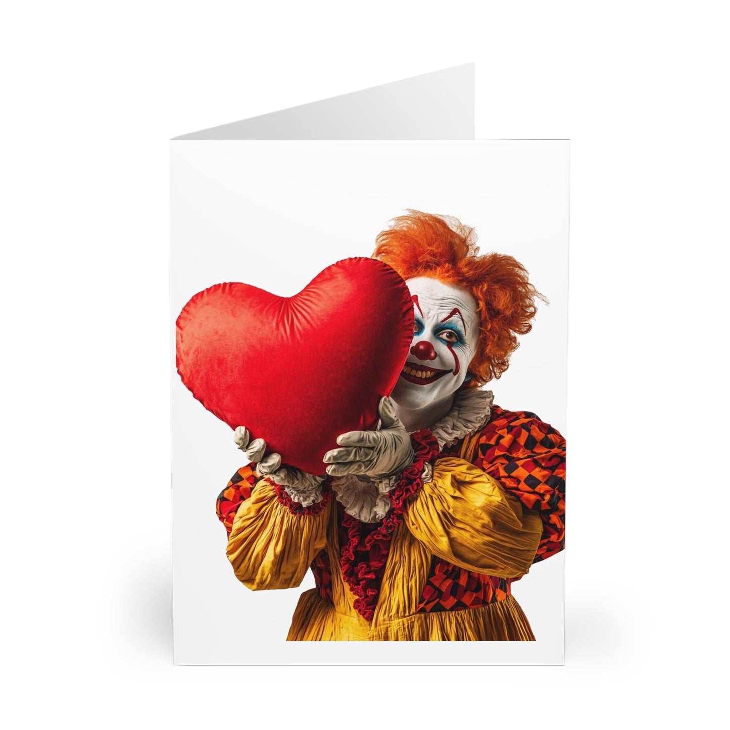 Happy Clown Holding A Heart - Blank Card (5 Pack) UK