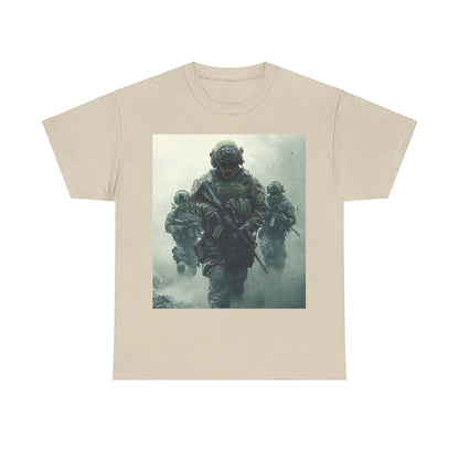 Heavy Cotton Tee - Military Action Print Tee UK