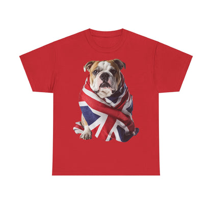 British Bulldog In Union Jack - Unisex Heavy Cotton Tee - Cute Dog Lover Gift UK