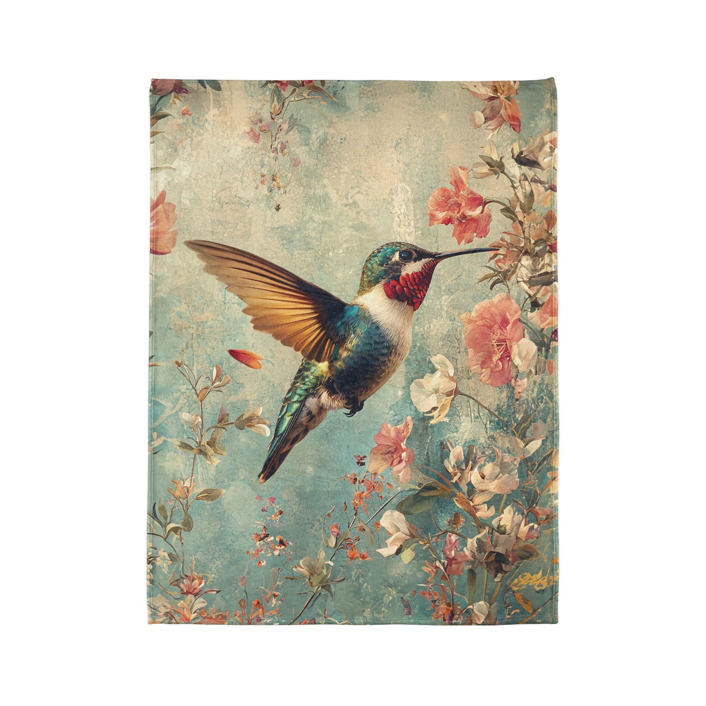 Elegant Hummingbird Soft Polyester Blanket - Cozy Floral Throw for Home Decoration UK