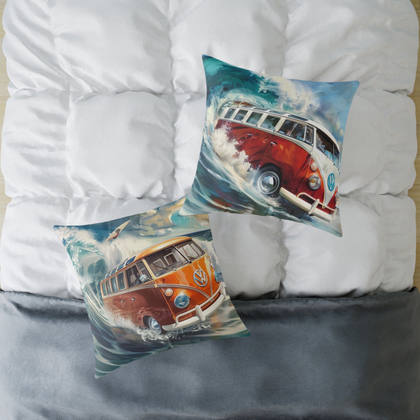 Surf Wagon - Square Poly Canvas Pillow - Australia