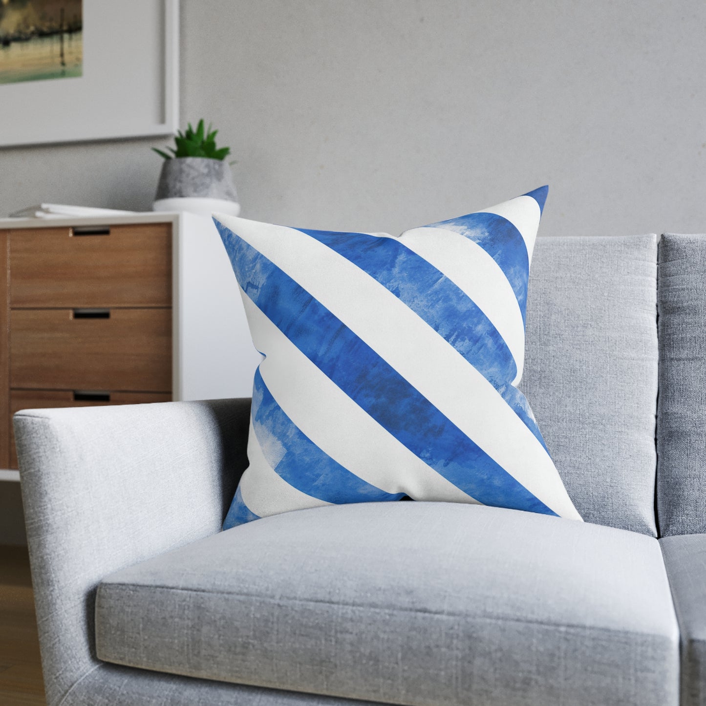Ice Blue Stripes - Square Pillow - UK