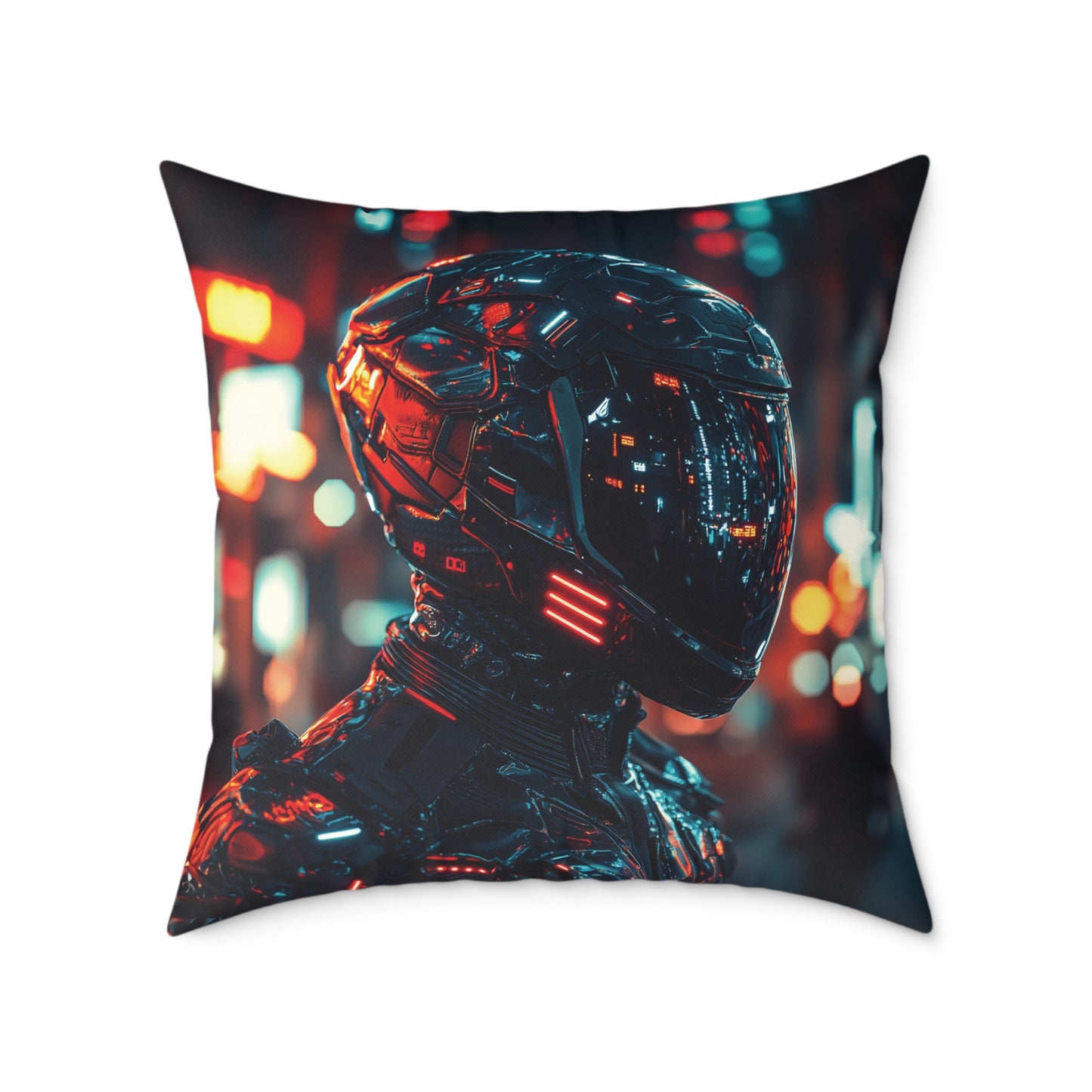 Cyber Biker 1 - Square Poly Canvas Pillow UK