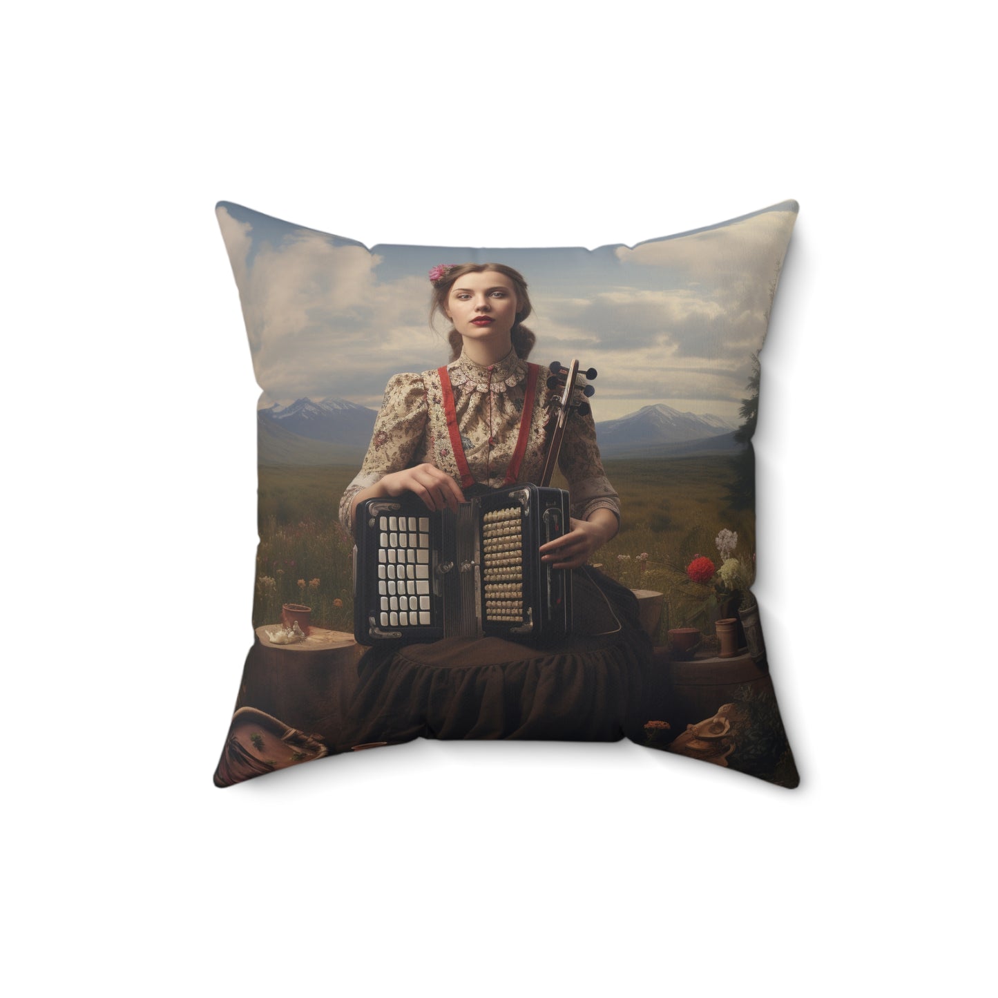 Folk Music #1  - Spun Polyester Pillow USA