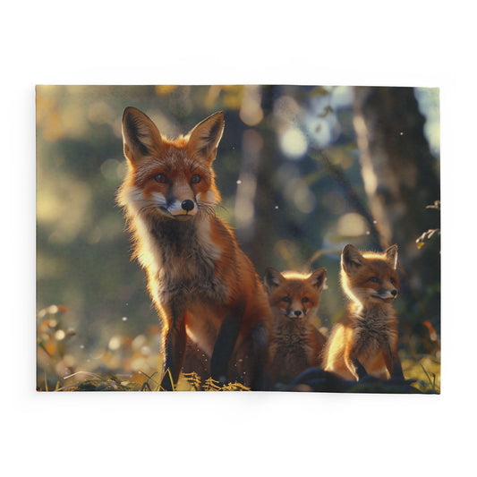 Mother Fox With Cubs Fleece Blanket - UK