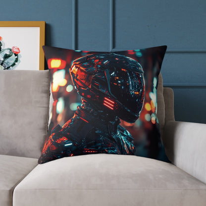 Cyber Biker 1 - Square Poly Canvas Pillow UK