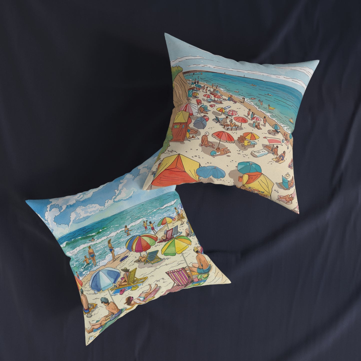 At The Beach - Square Pillow - UK