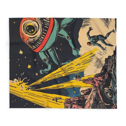 Retro Space Adventure Fleece Blanket 4 - Cosy Gift for Sci-Fi Lovers UK