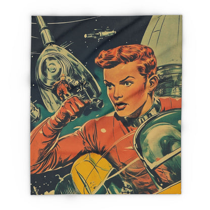 Retro Space Adventure Fleece Blanket 3 - Cosy Gift for Sci-Fi Lovers UK