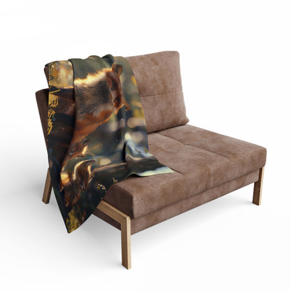 Mother Fox With Cubs Fleece Blanket - UK