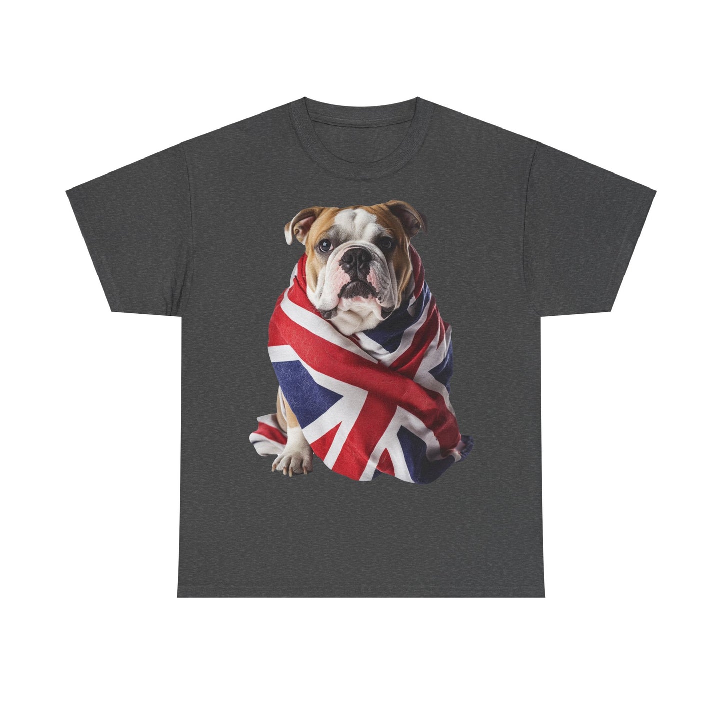 British Bulldog In Union Jack - Unisex Heavy Cotton Tee - Cute Dog Lover Gift UK