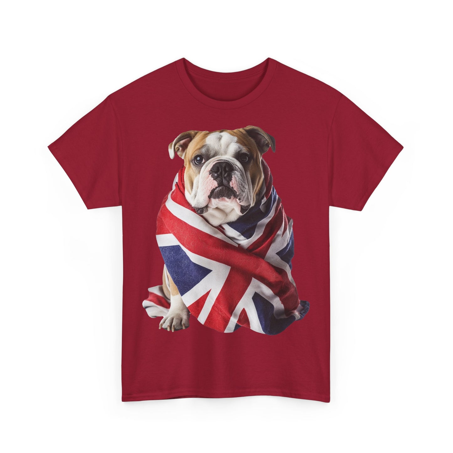 British Bulldog In Union Jack - Unisex Heavy Cotton Tee - Cute Dog Lover Gift UK
