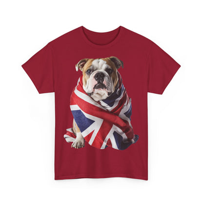 British Bulldog In Union Jack - Unisex Heavy Cotton Tee - Cute Dog Lover Gift UK