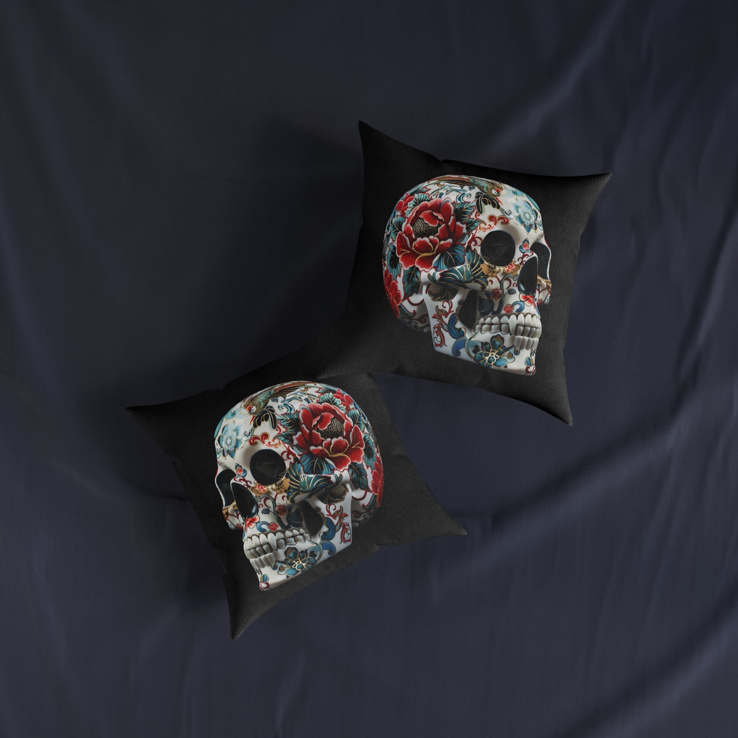 Floral Skull - Square Pillow - UK