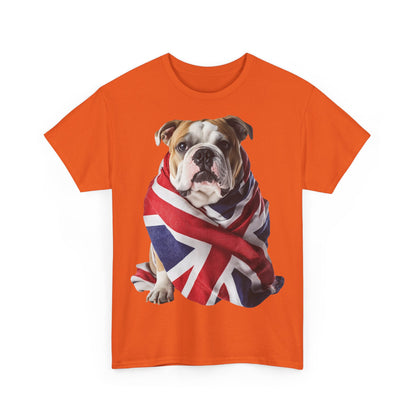 British Bulldog In Union Jack - Unisex Heavy Cotton Tee - Cute Dog Lover Gift UK