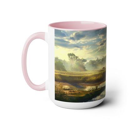Countryside Scene - Two-Tone Coffee Mugs, 15oz USA