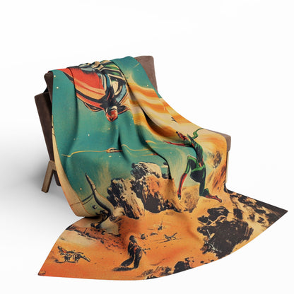 Retro Space Adventure Fleece Blanket 6 - Cosy Gift for Sci-Fi Lovers UK