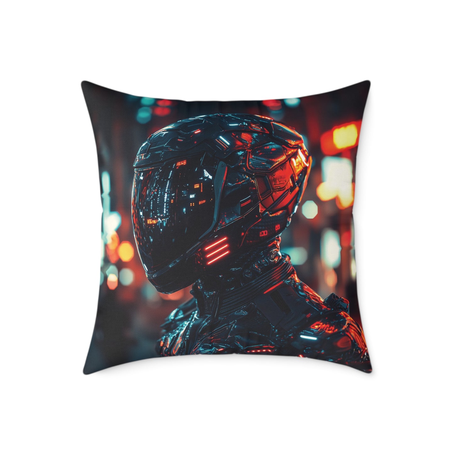Cyber Biker 1 - Square Poly Canvas Pillow UK
