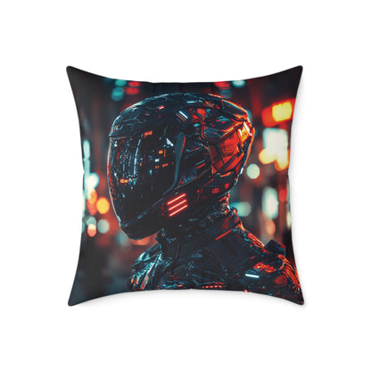 Cyber Biker 1 - Square Poly Canvas Pillow UK