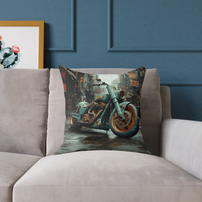 Apocalyptic Motorcycle 2 - Square Poly Canvas Pillow UK