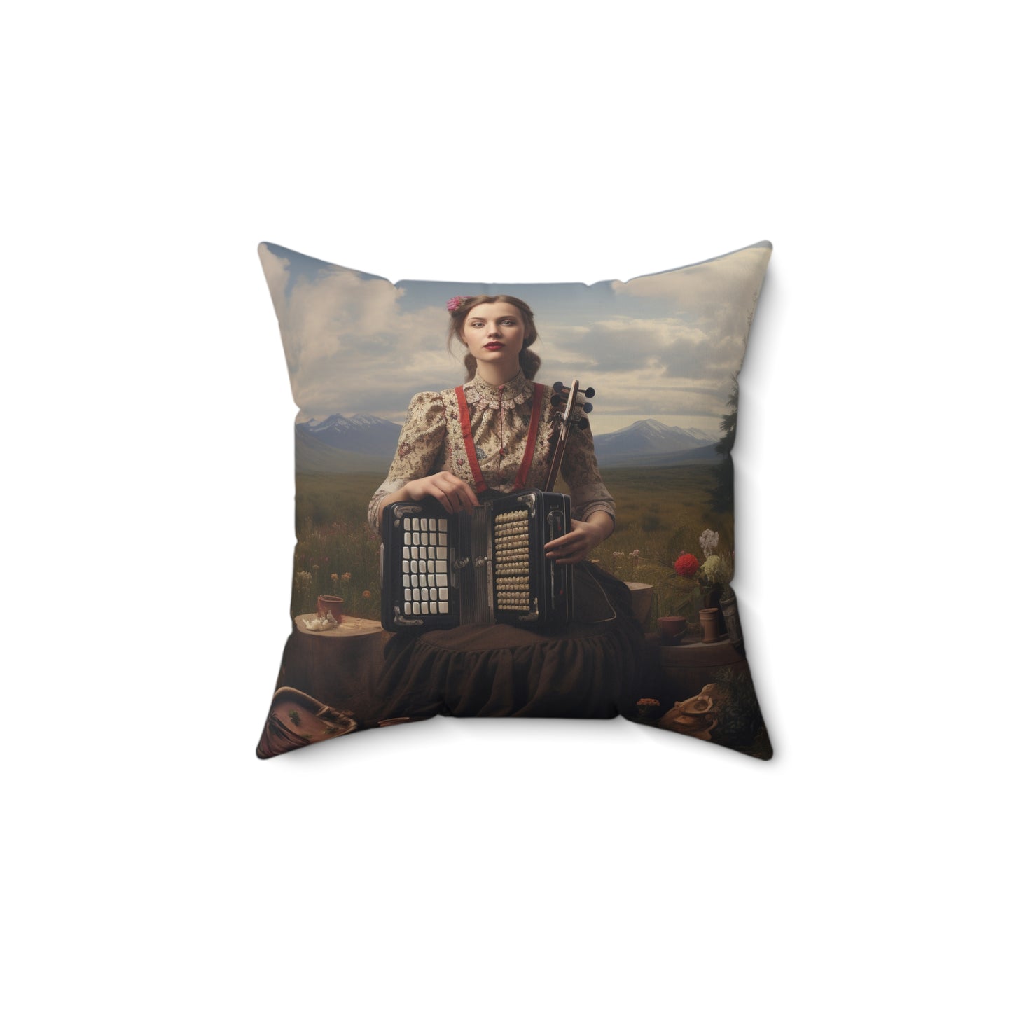 Folk Music #1  - Spun Polyester Pillow USA