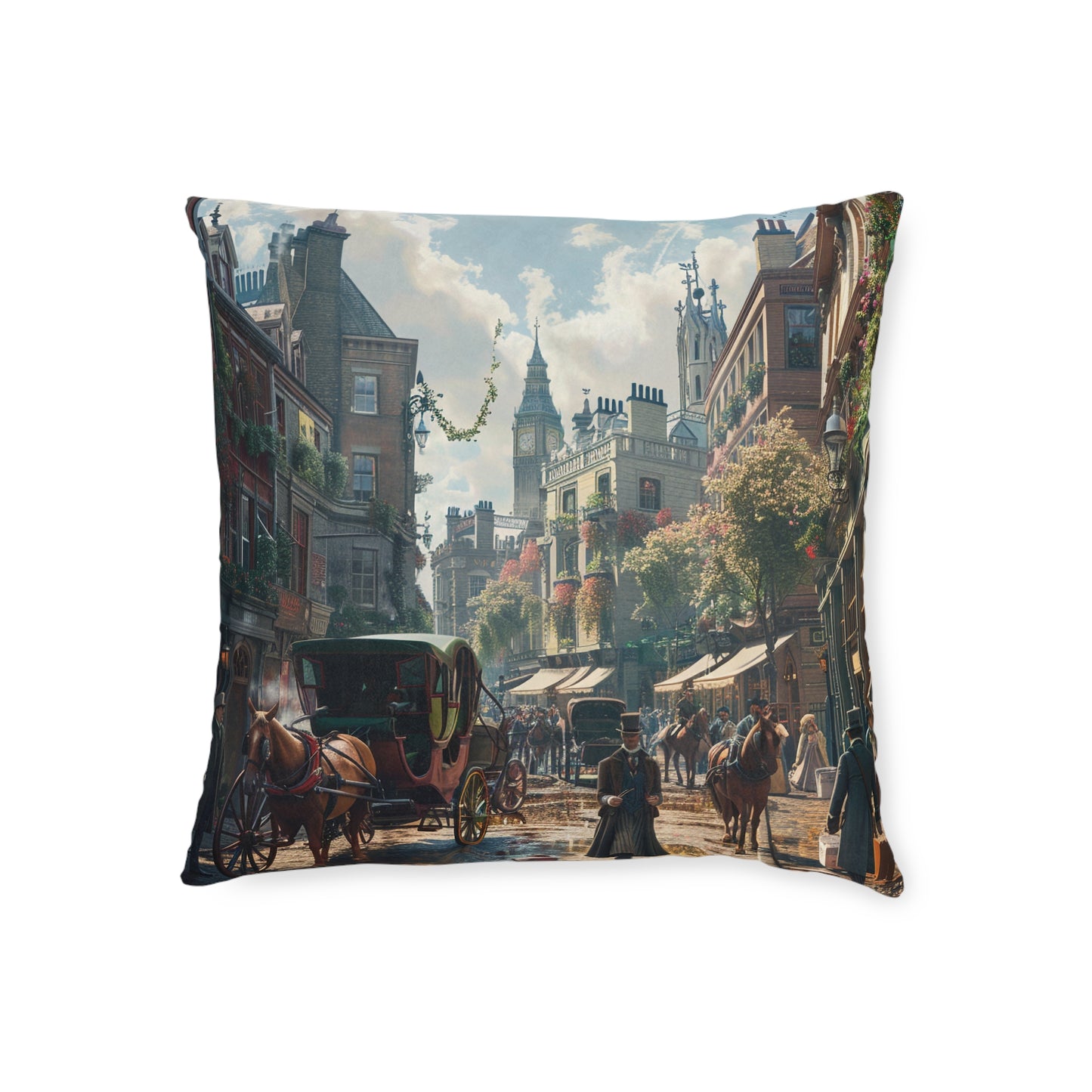 London Then and Now 2 - Square Pillow - UK