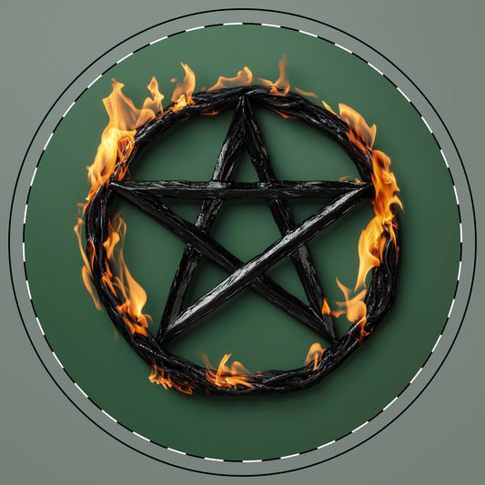 Mystical Round Pentagram Ceramic Coaster - Perfect for Witchy Decor & Occasions - UK