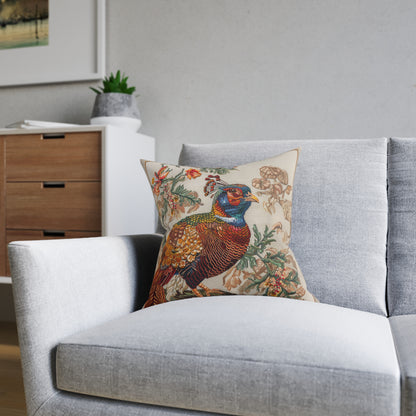 Medieval Needle-Point Pheasant - Square Pillow - UK