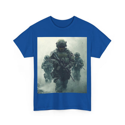 Heavy Cotton Tee - Military Action Print Tee UK