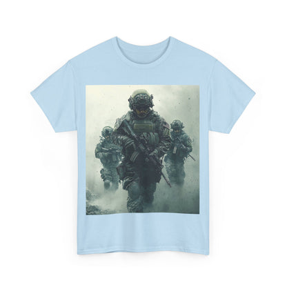 Heavy Cotton Tee - Military Action Print Tee UK