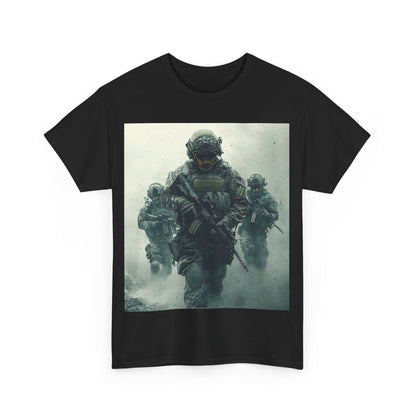Heavy Cotton Tee - Military Action Print Tee UK