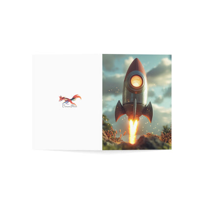 Rocket Ship Greeting Cards - Set of 1, 10, 30, or 50pcs for All Occasions - USA