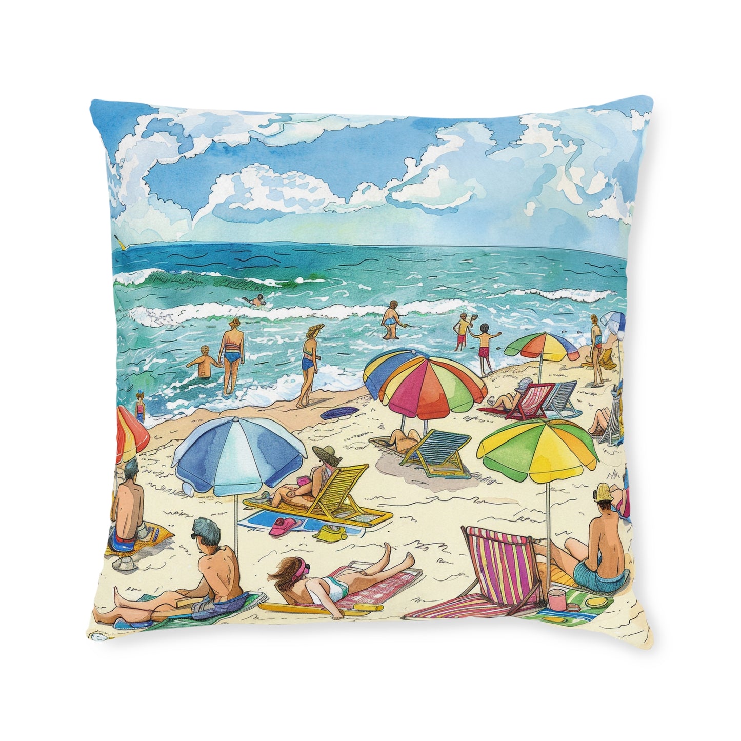 At The Beach - Square Pillow - UK