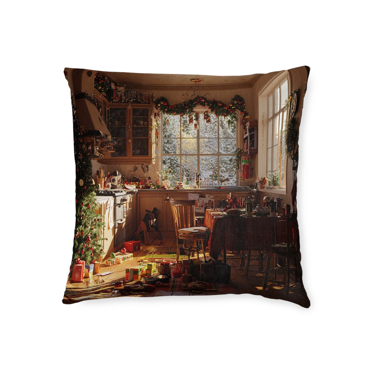 Cosy Christmas Square Pillow - Festive Home Decor UK