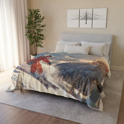 Downhill Skier #1 - Soft Polyester Blanket