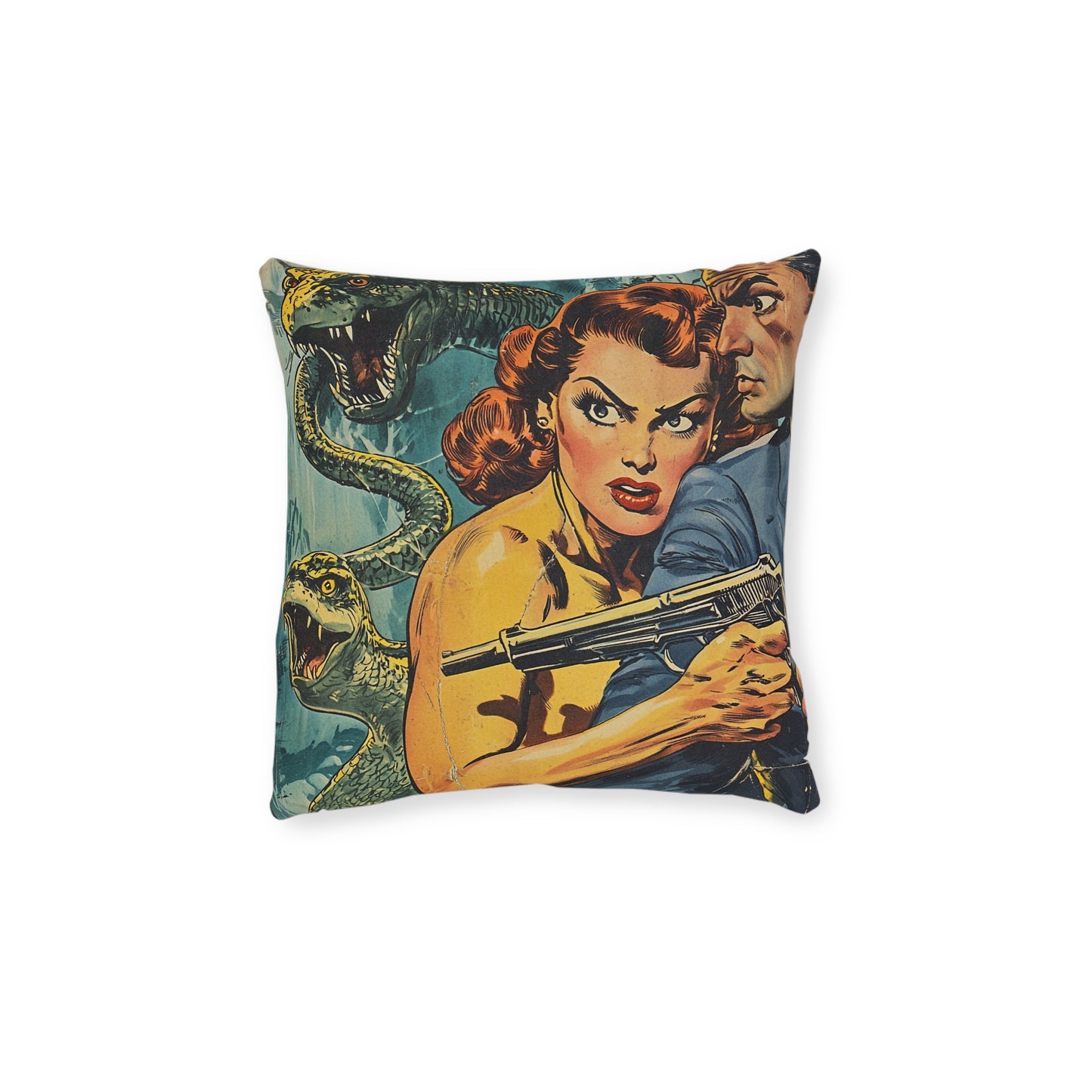 1950's Space Comic 2 - Square Cushion - Space Home Decor UK