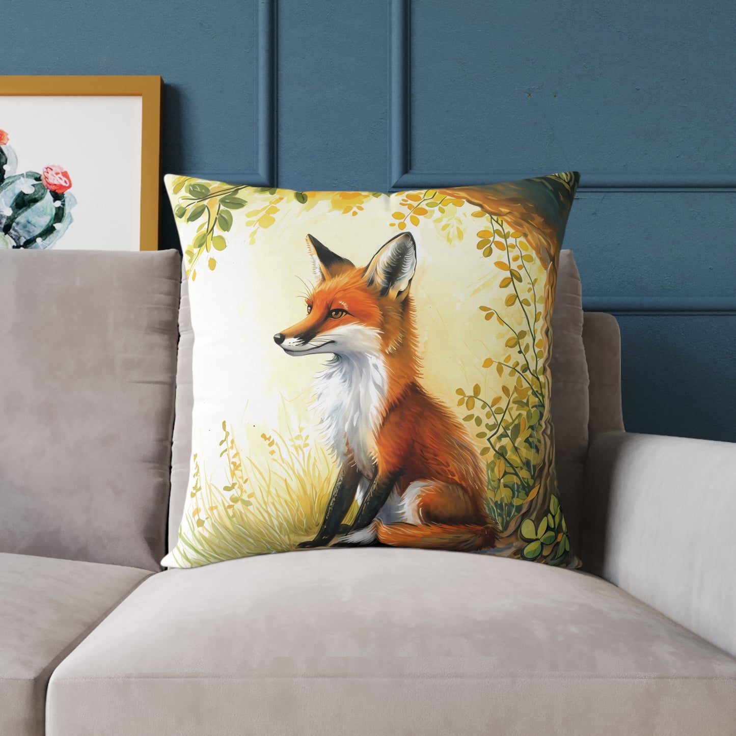 Cute Foxes - Square Poly Canvas Pillow - UK
