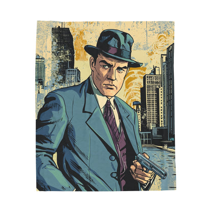 1950s Gangster Comic Cover - Velveteen Plush Blanket USA