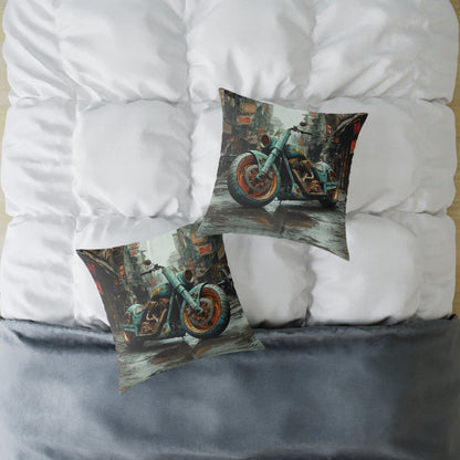 Apocalyptic Motorcycle 2 - Square Poly Canvas Pillow UK