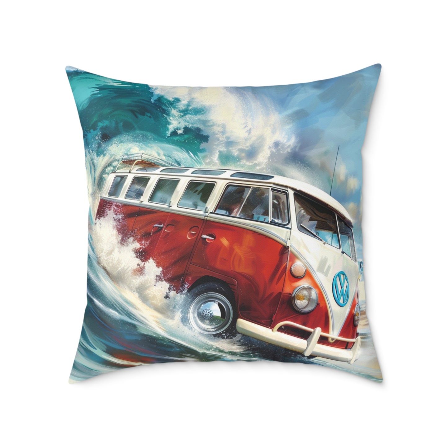 Surf Wagon - Square Poly Canvas Pillow - Australia