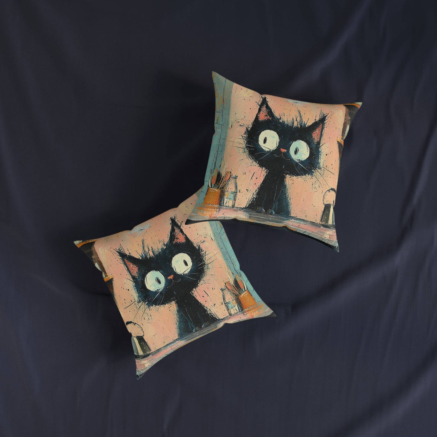 Scruffy Cat 2 -Square Cushion - UK