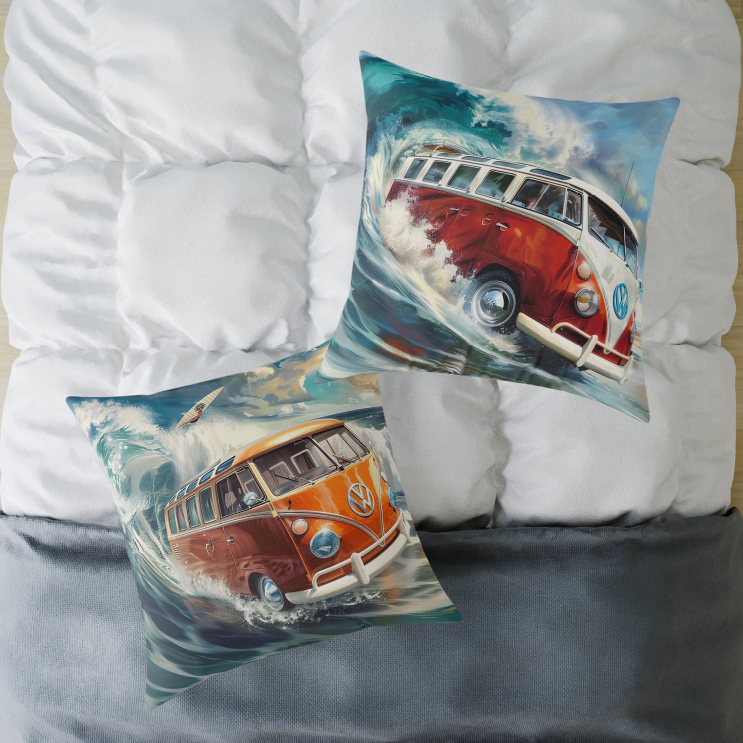 Surf Wagon - Square Poly Canvas Pillow - Australia