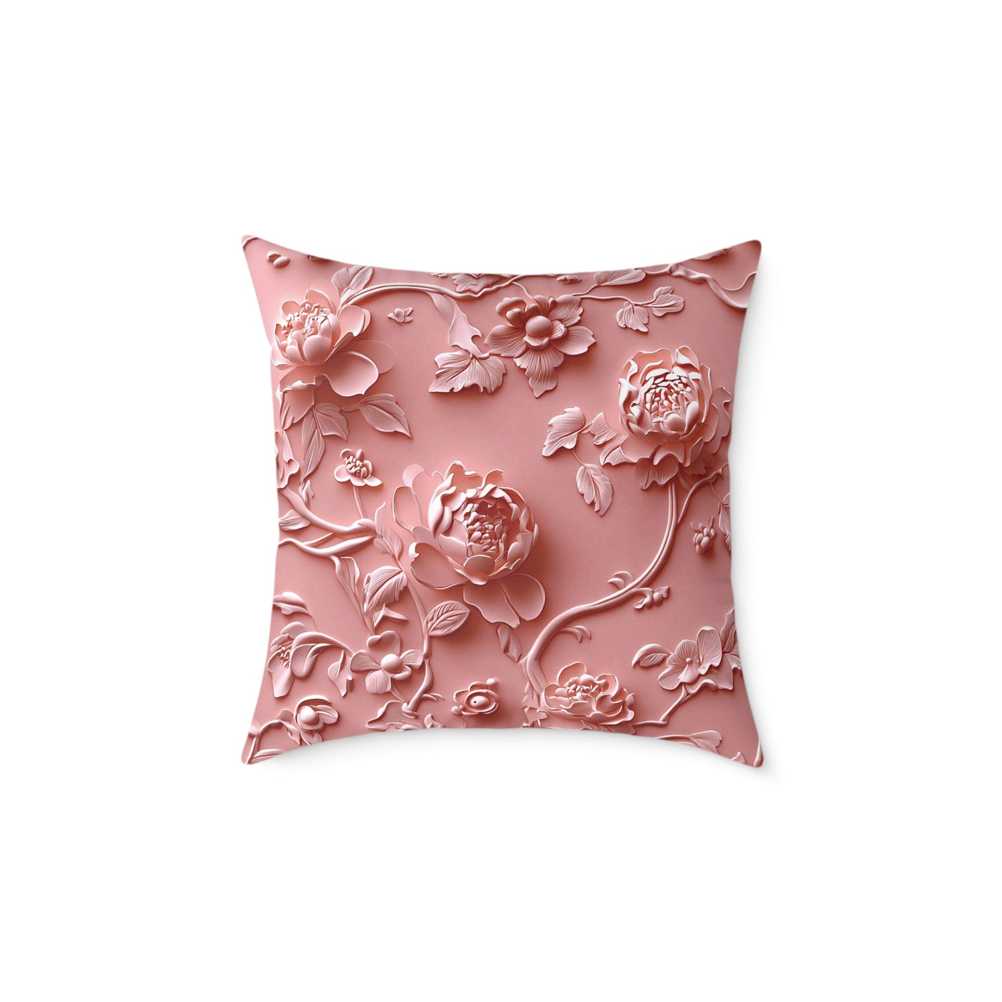 **Pink Vine Chinoiseries - Square Poly Canvas Pillow UK
