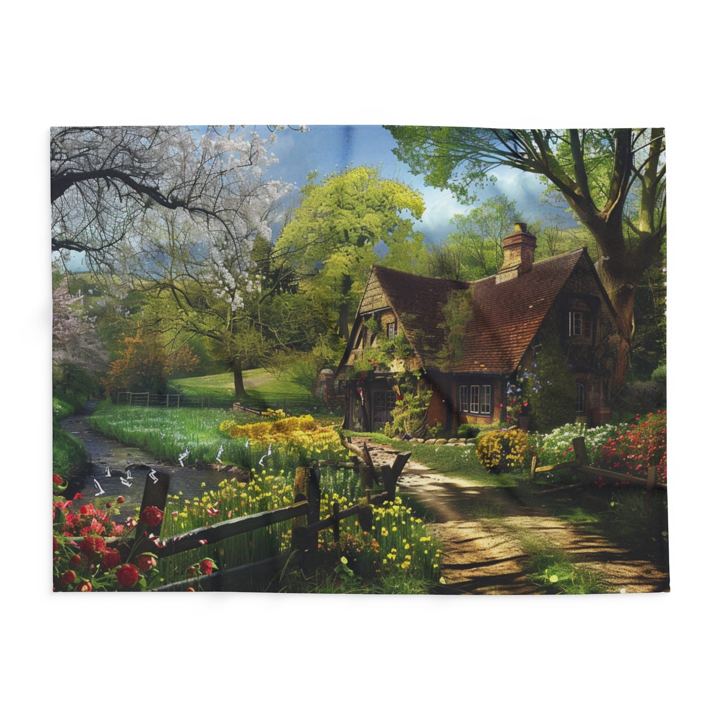 English Springtime Arctic Fleece Blanket - UK, USA