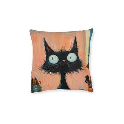 Scruffy Cat 1 -Square Cushion - UK