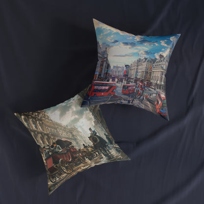 London Then and Now - Square Pillow - UK
