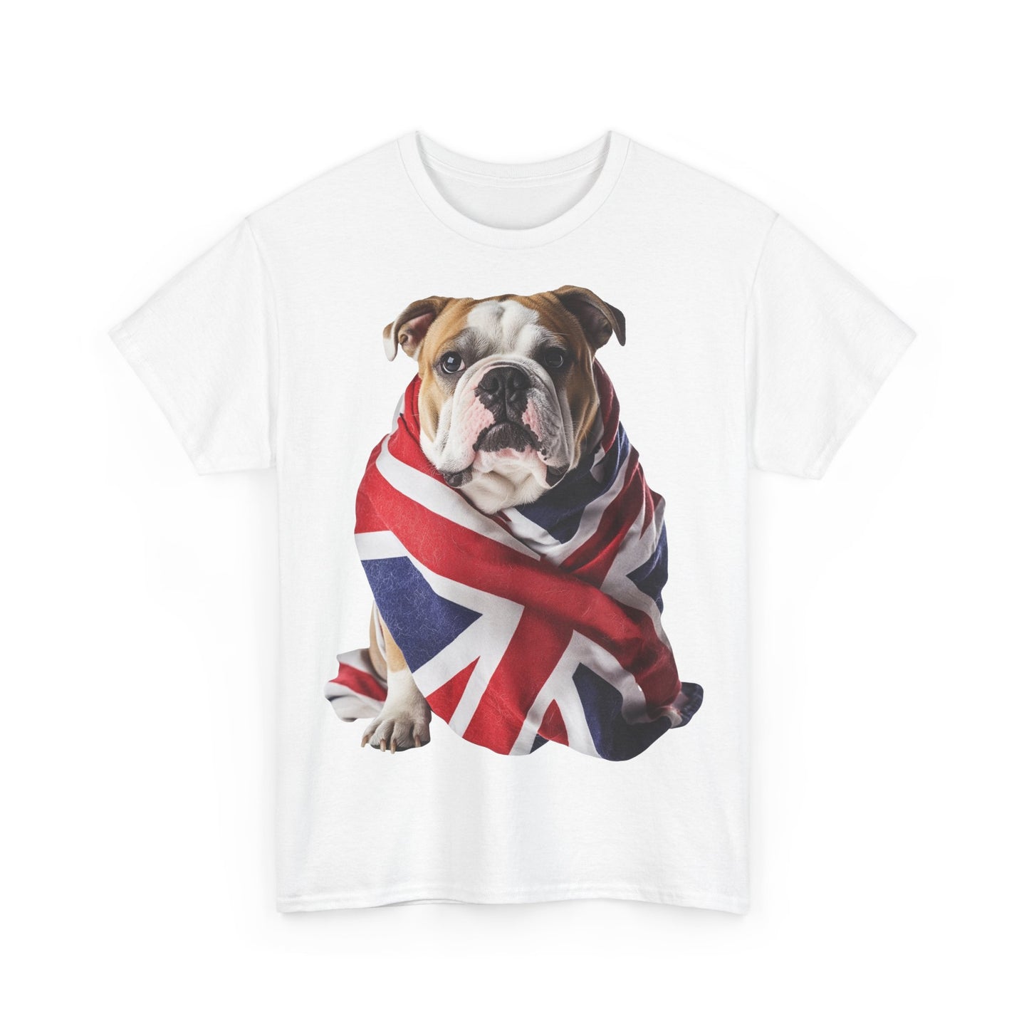 British Bulldog In Union Jack - Unisex Heavy Cotton Tee - Cute Dog Lover Gift UK