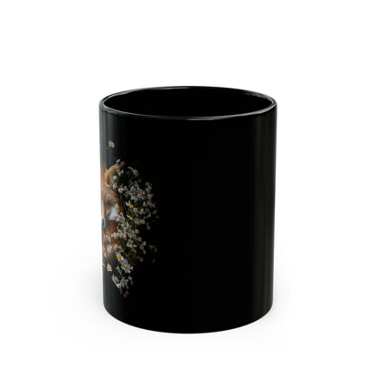 Floral Fox #4 - 11oz Black Mug